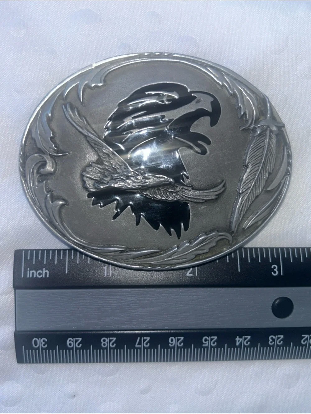 Vintage 2001 Siskiyou V-3 Eagle Silhouette Antique Buckle USA  Pewter Tone Alloy
